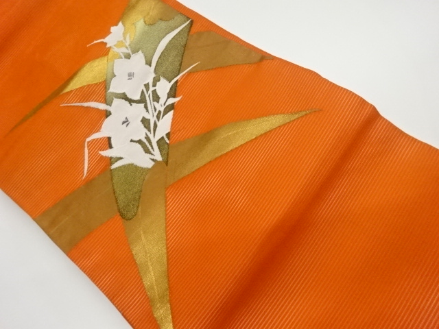 絽桔梗に芝模様織出し名古屋帯